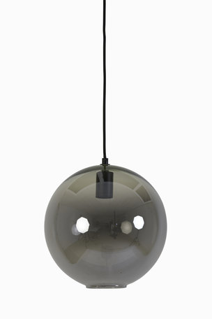 Hanglamp 30x28 cm SUBAR mat zwart+smoke glas