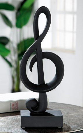 Sculptuur muzieknoot 39cm zwart