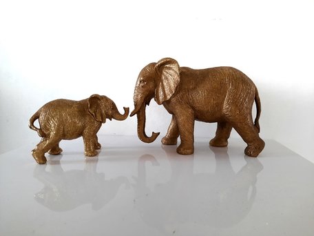 Set olifanten goudkleurig 2 stuks