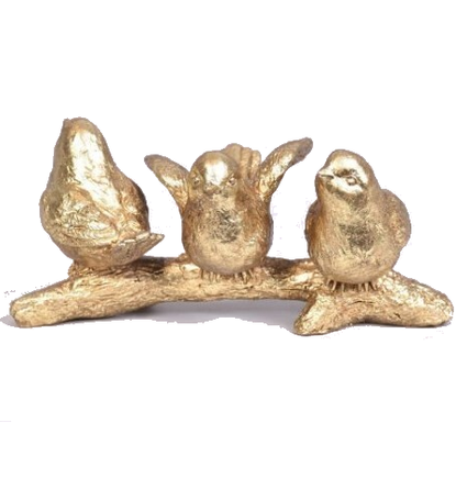 Vogels op tak decoratie 3 goud