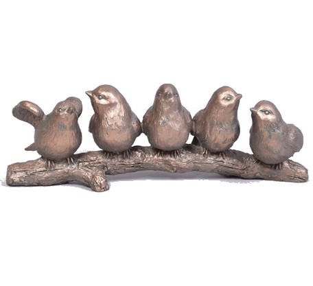 Vogels op tak decoratie 5 brons