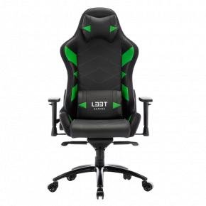 L33T Gaming 160367 Elite V4 Gaming Chair (PU) Black - Green decor, Class-4 gas-lift, Tilt & recline