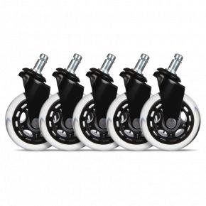 L33T Gaming 160528 3inch Rubber Casters, Black, 5pcs