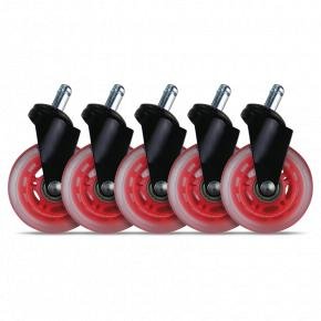 L33T Gaming 160530 3inch Rubber Casters, Red, 5pcs