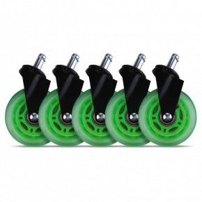 L33T Gaming 160531 3inch Rubber Casters, Green, 5pcs