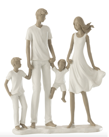Sculptuur gezin familie met 2 jongens