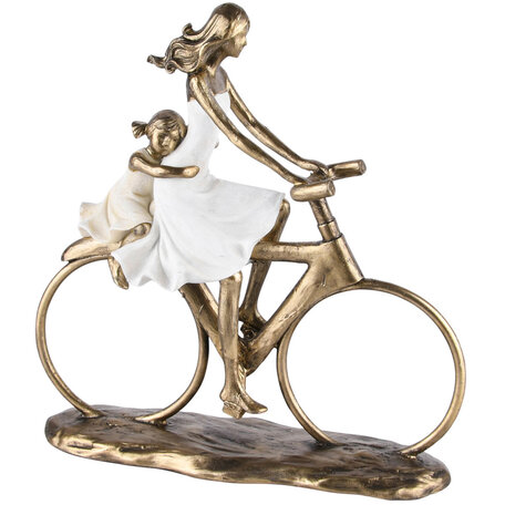Sculptuur moeder met kind op fiets