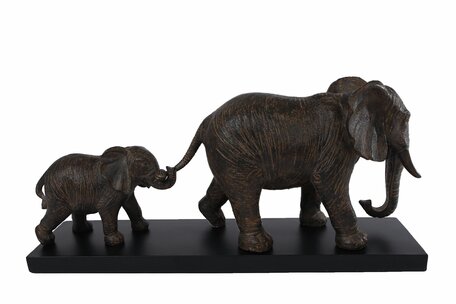 Sculptuur olifanten zwart-bruin 49cm