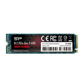 Silicon Power SP512GBP34A80M28 P34A80 SSD, 512 GB, M.2, PCIe Gen 3x4, 3400 MB/s, SLC cache