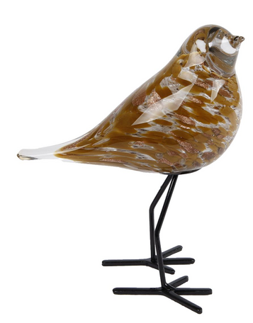 Sculptuur vogel bruin glas