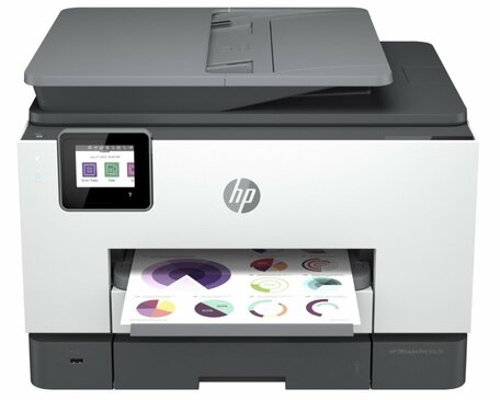 HP OfficeJet Pro 9022e All-in-One-printer, Printen, kopiëren, scannen, faxen, Automatische invoer voor 35 vellen; Printen via USB-poort aan voorzijde; Scannen naar e-mail; Dubbelzijdig printen