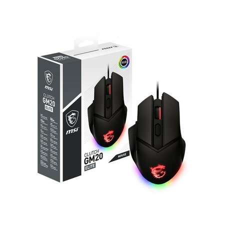 MSI Clutch GM20 Elite muis Rechtshandig USB Type-A Optisch 6400 DPI